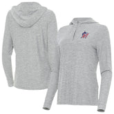 Miami Marlins Antigua Women's Daybreak Quarter-Zip Hoodie Heather Gray