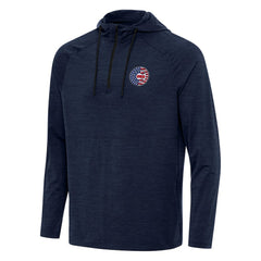 Chicago Cubs Antigua Spikes Stars and Stripes Team Logo Quarter-Zip Pullover Hoodie Heather Navy