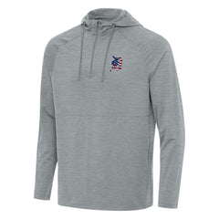 Detroit Tigers Antigua Spikes Stars and Stripes Team Logo Quarter-Zip Pullover Hoodie Heather Gray
