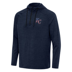 Kansas City Royals Antigua Spikes Stars and Stripes Team Logo Quarter-Zip Pullover Hoodie Heather Navy