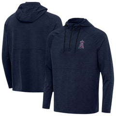 Los Angeles Angels Antigua Spikes Stars and Stripes Team Logo Quarter-Zip Pullover Hoodie Heather Navy