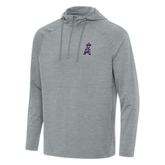 Los Angeles Angels Antigua Spikes Stars and Stripes Team Logo Quarter-Zip Pullover Hoodie Heather Gray
