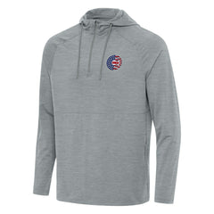 Chicago Cubs Antigua Spikes Stars and Stripes Team Logo Quarter-Zip Pullover Hoodie Heather Gray