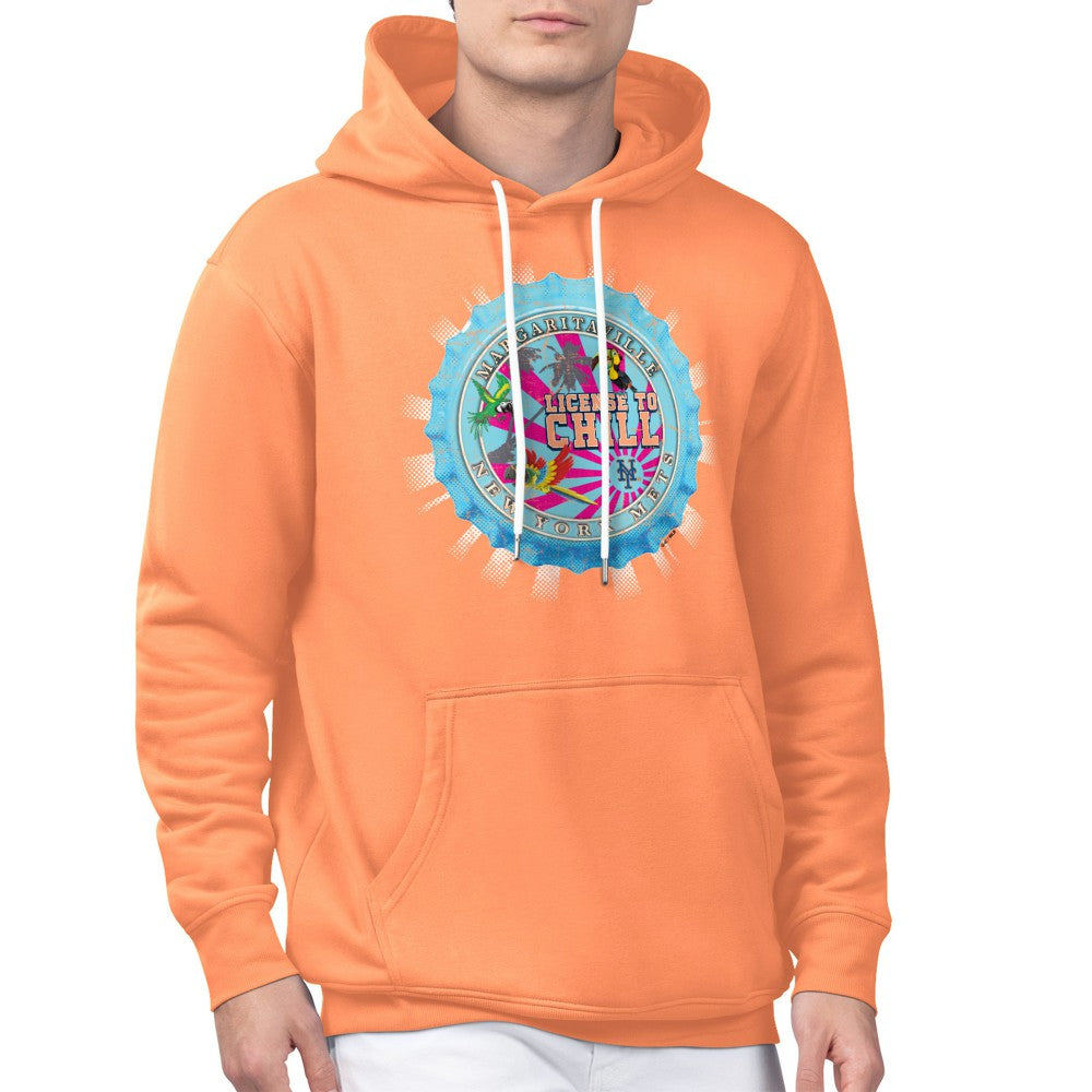 New York Mets Margaritaville Chill Bottle Cap Fleece Pullover Hoodie Orange
