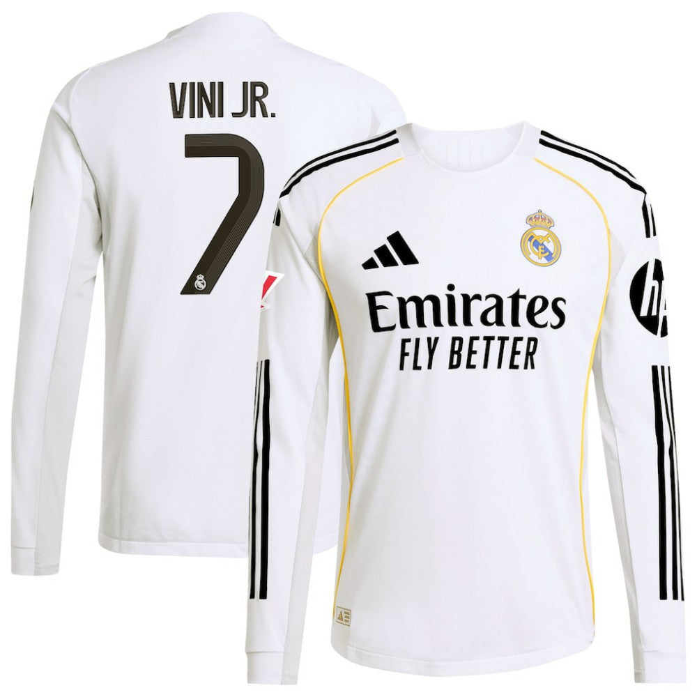Vini Jr. Real Madrid 2025/26 Home Long Sleeve Jersey Discount - White
