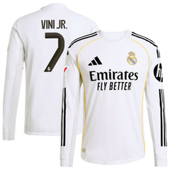 Vini Jr. Real Madrid 2025/26 Home Long Sleeve Jersey Discount - White