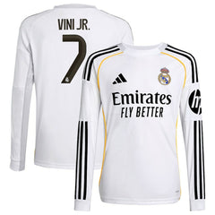 Vini Jr. Real Madrid Youth 2025/26 Home Replica Long Sleeve Jersey - White discount
