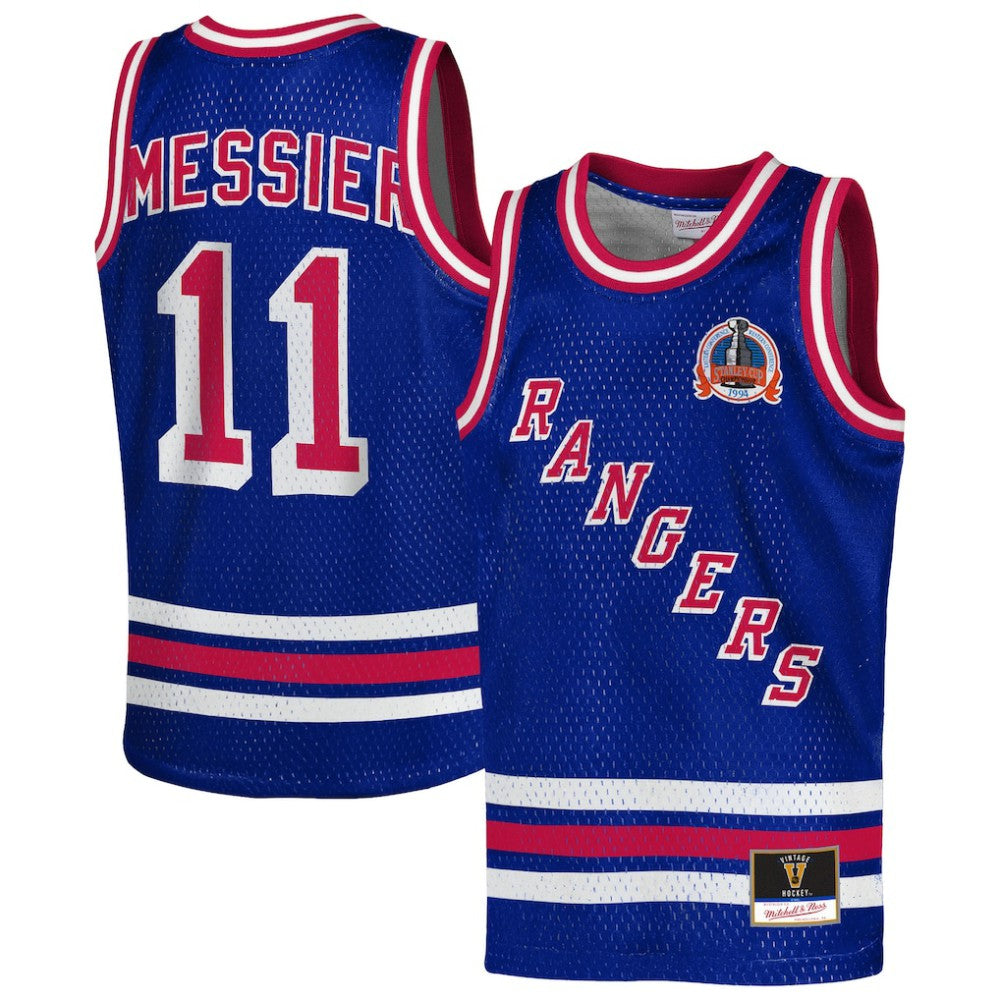 Mark Messier New York Rangers Mitchell & Ness Youth Maxxed Out Fashion Basketball Jersey - Blue Jerseys