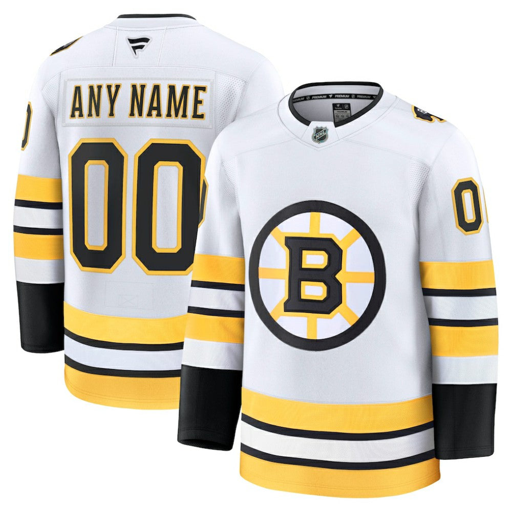 Boston Bruins Fanatics Away Premium Custom Jersey - White Jerseys
