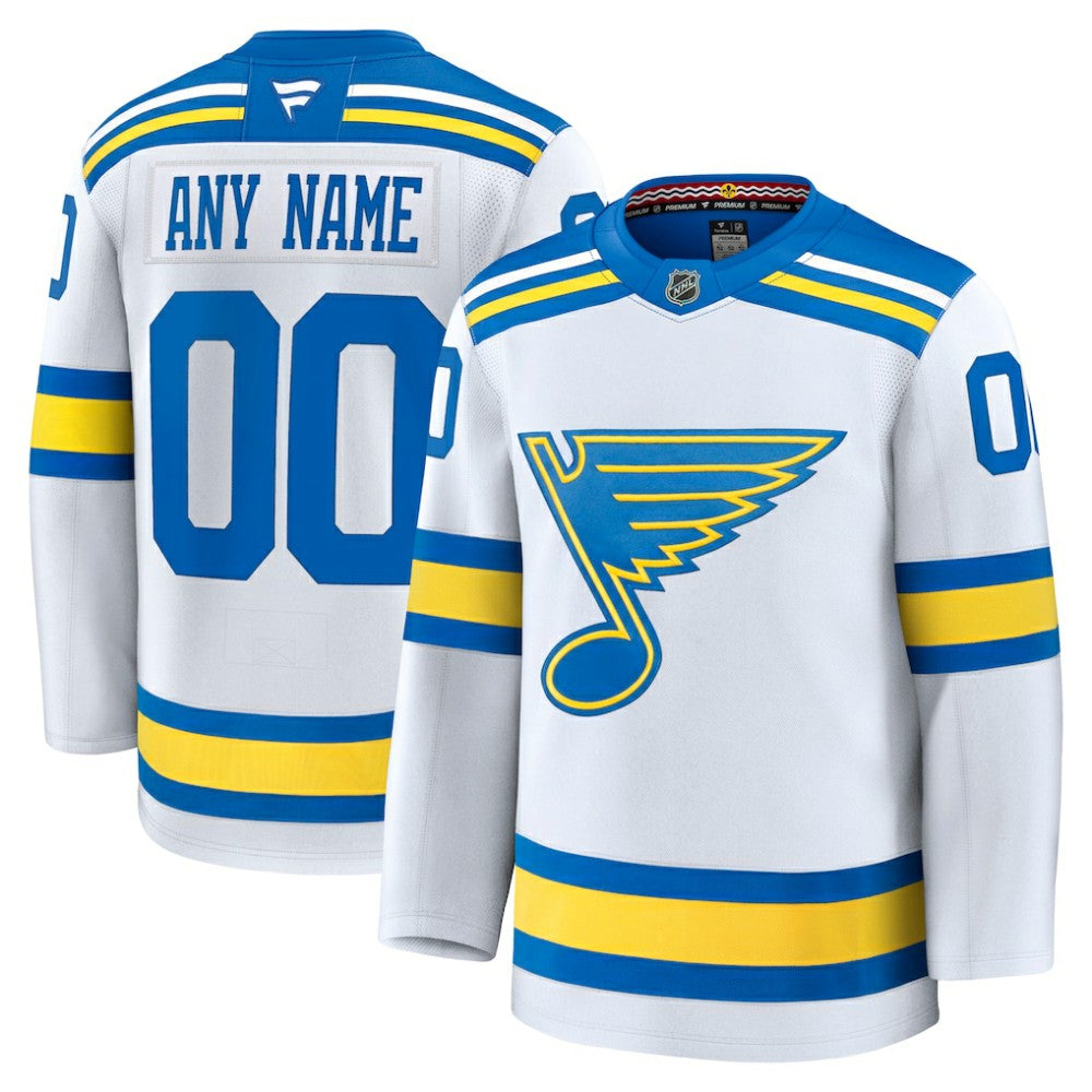 St. Louis Blues Fanatics Away Premium Custom Jersey - White Jerseys