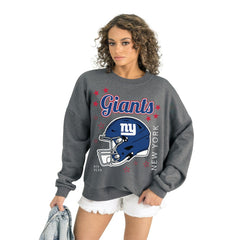 New York Giants Gameday Couture Women's Ready to Rumble Premium Fleece Pullover Sweatshirt - Gray for sale