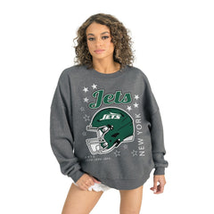 New York Jets Gameday Couture Women's Ready to Rumble Premium Fleece Pullover Sweatshirt - Gray cheap