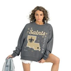 New Orleans Saints Gameday Couture Women's Ready to Rumble Premium Fleece Pullover Sweatshirt - Gray cheap