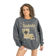 New Orleans Saints Gameday Couture Women's Ready to Rumble Premium Fleece Pullover Sweatshirt - Gray cheap