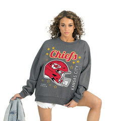 Kansas City Chiefs Gameday Couture Women's Ready to Rumble Premium Fleece Pullover Sweatshirt - Gray on sale
