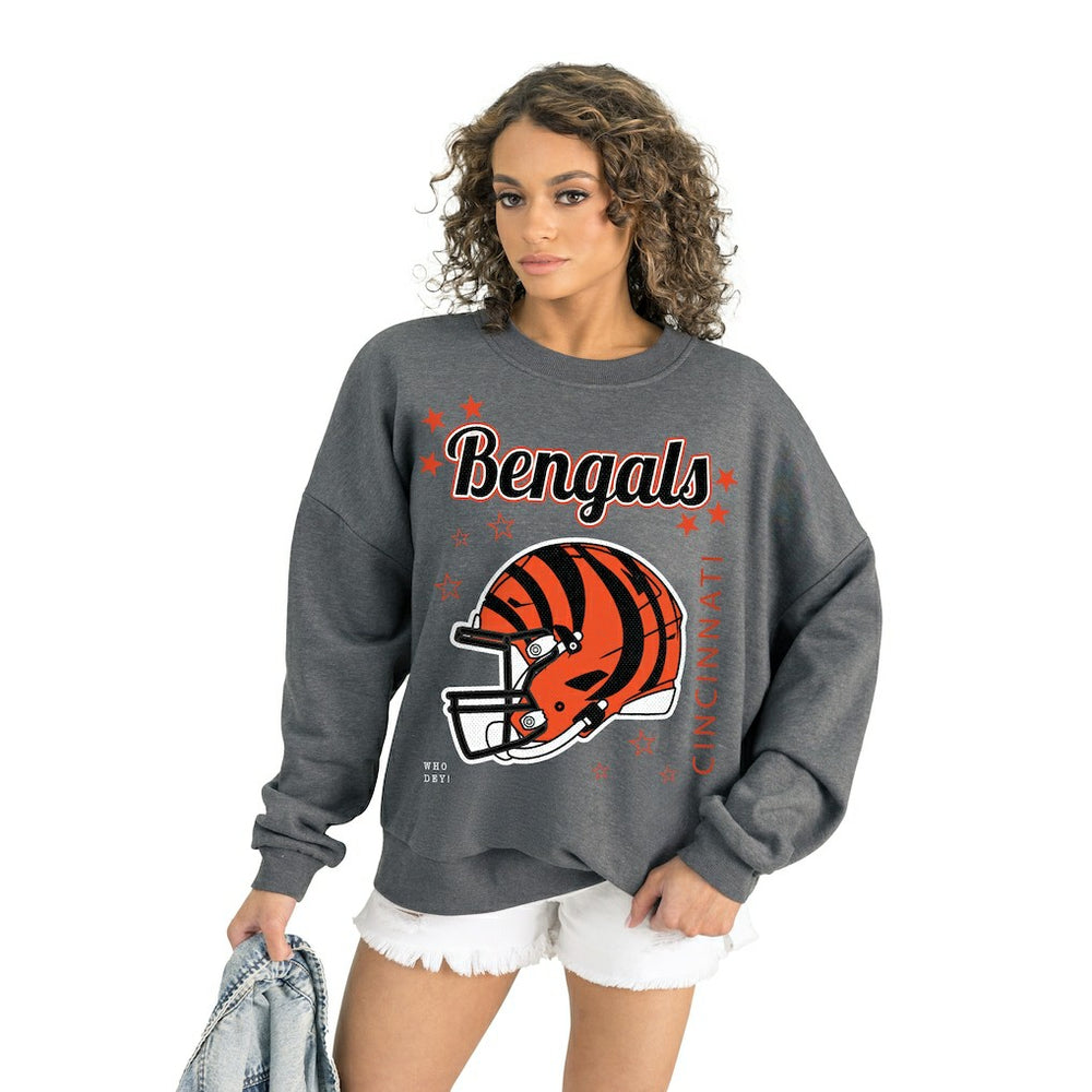 Cincinnati Bengals Gameday Couture Women's Ready to Rumble Premium Fleece Pullover Sweatshirt - Gray discount