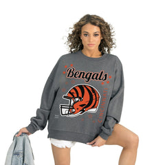Cincinnati Bengals Gameday Couture Women's Ready to Rumble Premium Fleece Pullover Sweatshirt - Gray discount