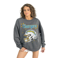 Los Angeles Chargers Gameday Couture Women's Ready to Rumble Premium Fleece Pullover Sweatshirt - Gray for sale