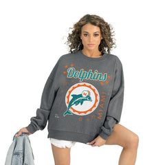 Miami Dolphins Gameday Couture Women's Ready to Rumble Premium Fleece Pullover Sweatshirt - Gray outlet