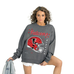 Atlanta Falcons Gameday Couture Women's Ready to Rumble Premium Fleece Pullover Sweatshirt - Gray on sale