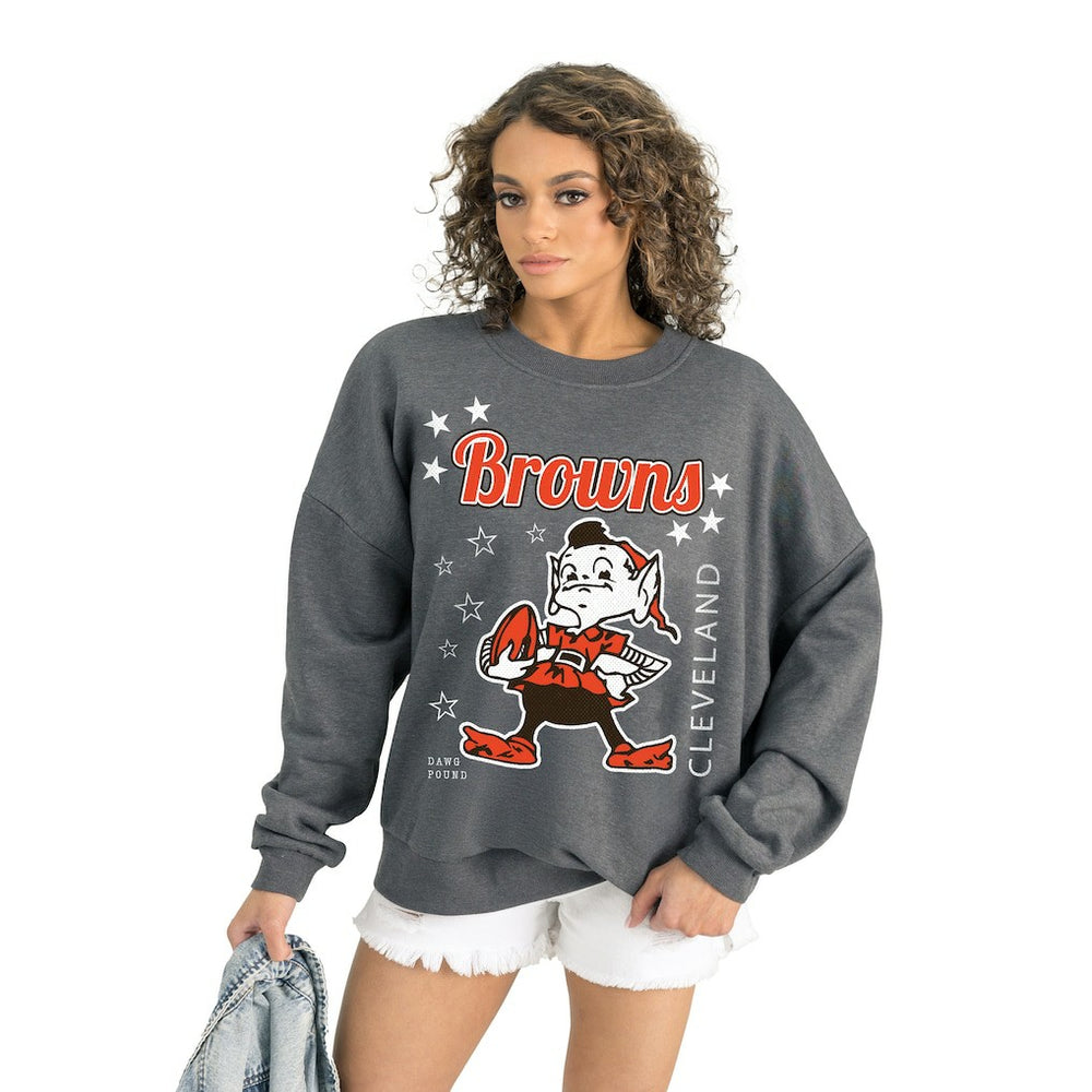 Cleveland Browns Gameday Couture Women's Ready to Rumble Premium Fleece Pullover Sweatshirt - Gray for sale