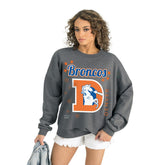 Denver Broncos Gameday Couture Women's Ready to Rumble Premium Fleece Pullover Sweatshirt - Gray on sale