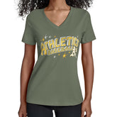 Athletics Starter Women's Fireworks Team Name V-Neck T-Shirt Green