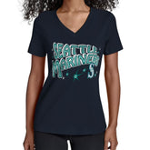Seattle Mariners Starter Women's Fireworks V-Neck T-Shirt Navy