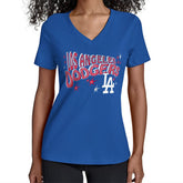 Los Angeles Dodgers Starter Women's Fireworks Team Name V-Neck T-Shirt Royal