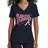 Atlanta Braves Starter Women's Fireworks V-Neck T-Shirt Navy