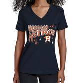 Houston Astros Starter Women's Fireworks V-Neck T-Shirt Navy