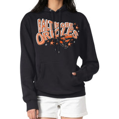 Baltimore Orioles Starter Women's Fireworks Fleece Tri-Blend Pullover Hoodie Black