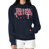 Minnesota Twins Starter Women's Fireworks Fleece Tri-Blend Pullover Hoodie Navy