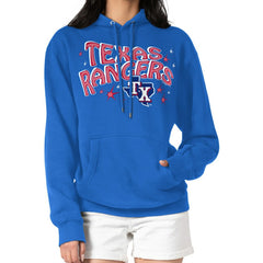 Texas Rangers Starter Women's Fireworks Fleece Tri-Blend Pullover Hoodie Royal