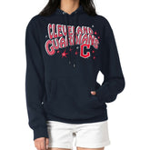 Cleveland Guardians Starter Women's Fireworks Fleece Tri-Blend Pullover Hoodie Navy