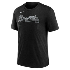 Atlanta Braves Wordmark Tri-Blend T-Shirt Heather Black