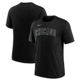 Chicago Cubs Wordmark Tri-Blend T-Shirt Heather Black