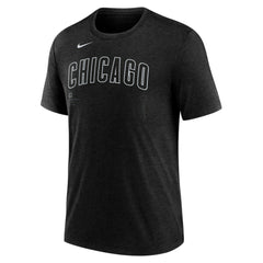 Chicago Cubs Wordmark Tri-Blend T-Shirt Heather Black