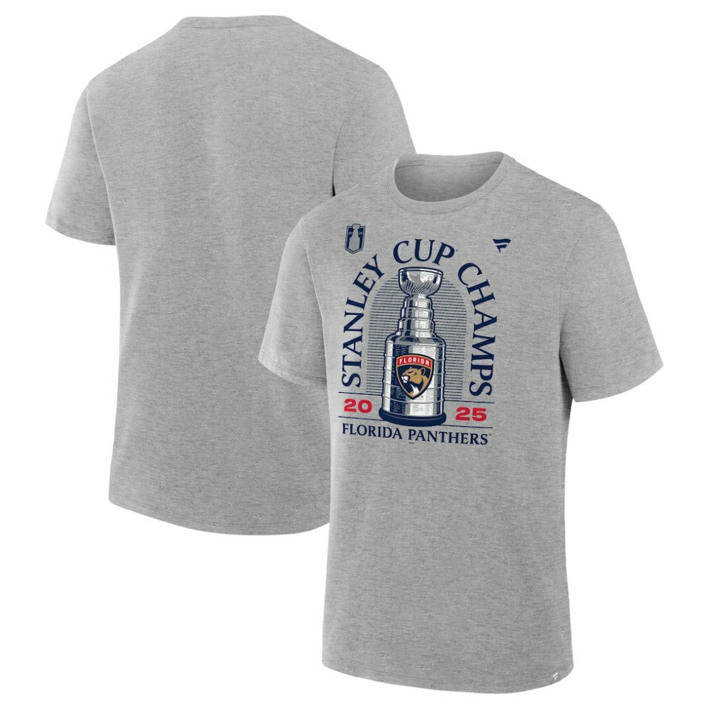 Florida Panthers Fanatics 2025 Stanley Cup Champions Locker Room T-Shirt - Heather Gray T-shirts