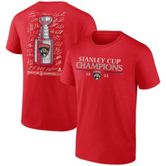 Florida Panthers Fanatics 2025 Stanley Cup Champions Signature Roster T-Shirt - Red T-shirts