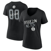Brooklyn Nets Women's Hustle Custom V-Neck T-Shirt - Black sale