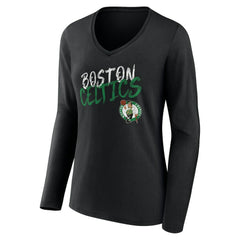 Boston Celtics Women's Hustle Custom Long Sleeve V-Neck T-Shirt - Black outlet