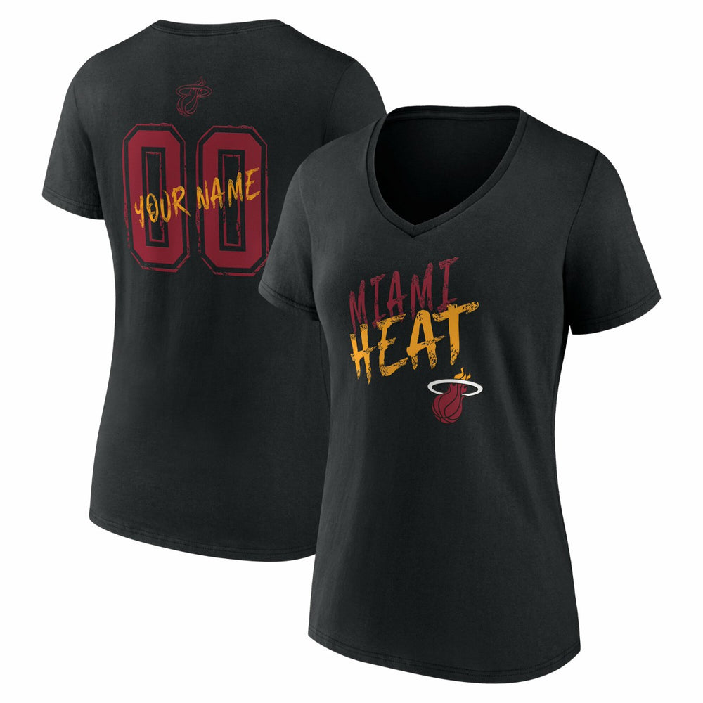 Miami Heat Women's Hustle Custom V-Neck T-Shirt - Black cheap
