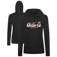 Edmonton Oilers Levelwear Women's Slender Monument Raglan Pullover Hoodie - Black Hoodies