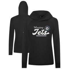 Winnipeg Jets Levelwear Women's Slender Monument Raglan Pullover Hoodie - Black Hoodies