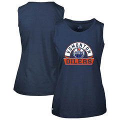 Edmonton Oilers Levelwear Women's Macy Banner Arch Tank Top - Navy Tank Top