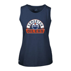 Edmonton Oilers Levelwear Women's Macy Banner Arch Tank Top - Navy Tank Top