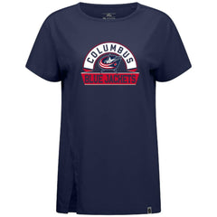 Columbus Blue Jackets Levelwear Women's Influx Banner Arch T-Shirt - Navy T-shirts
