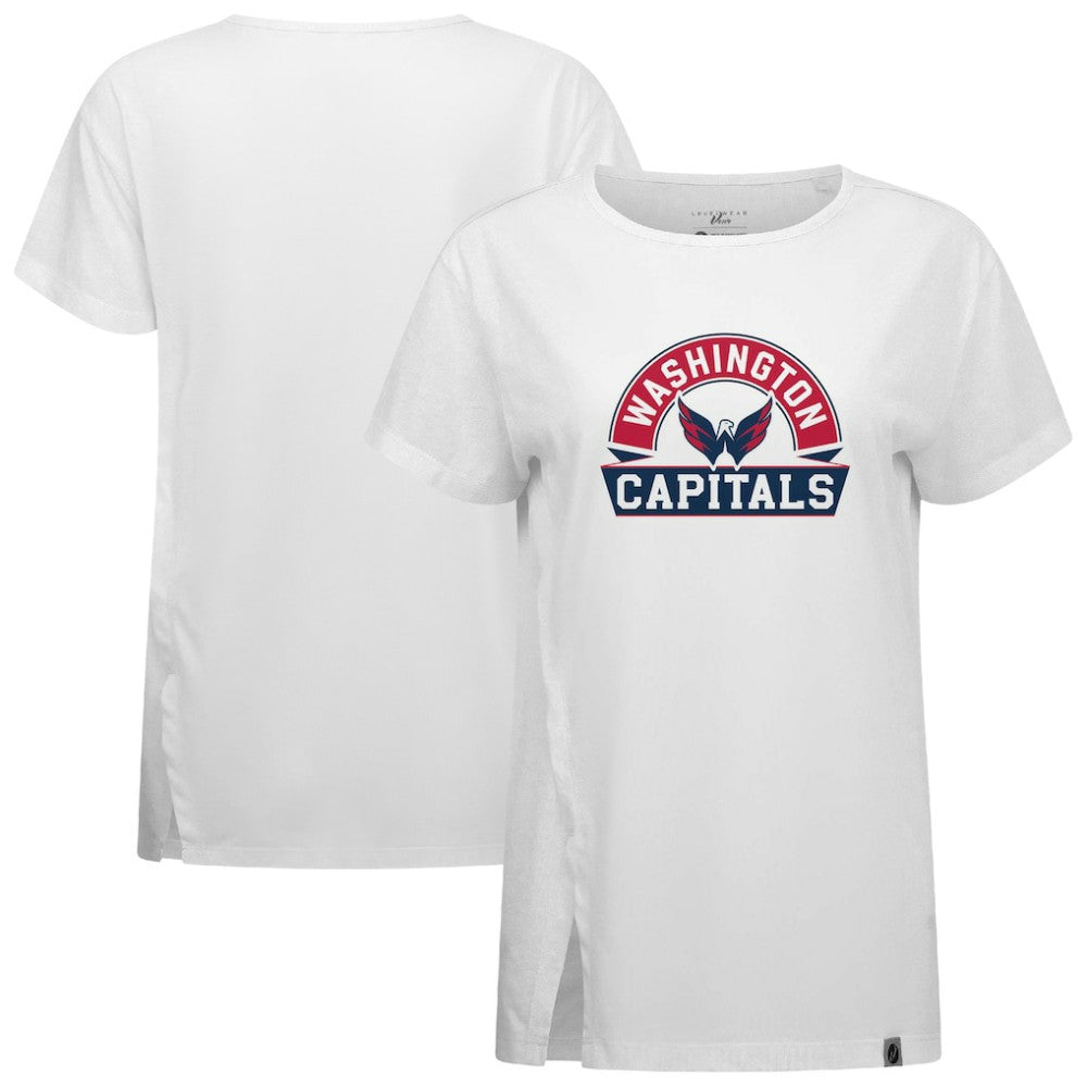 Washington Capitals Levelwear Women's Influx Banner Arch T-Shirt - White T-shirts