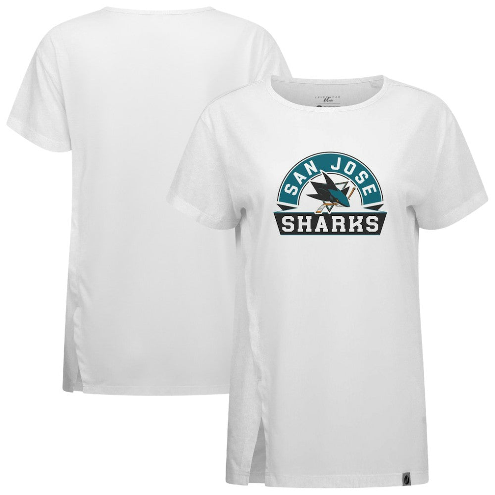 San Jose Sharks Levelwear Women's Influx Banner Arch T-Shirt - White T-shirts